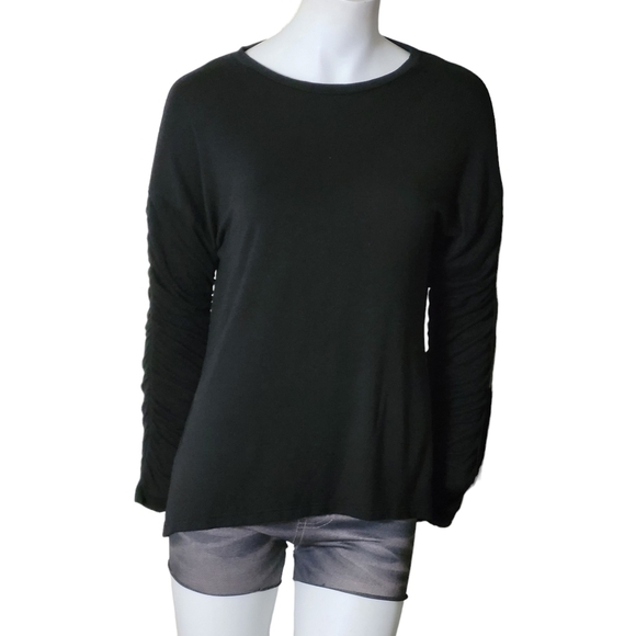 DREW Ruched Long Sleeve Top Black M - Picture 5 of 7